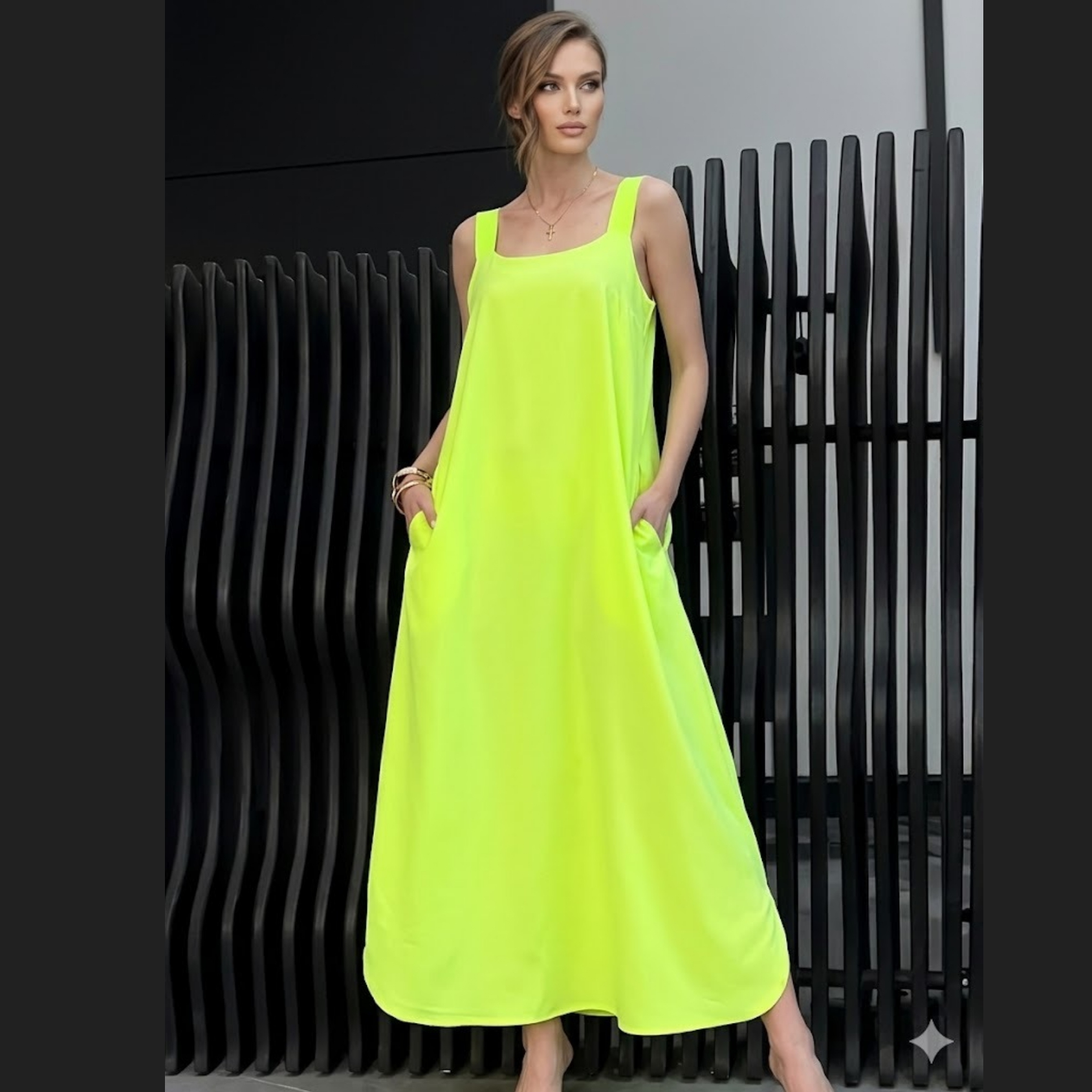 Women’s Neon Lime Sleeveless Maxi Dress