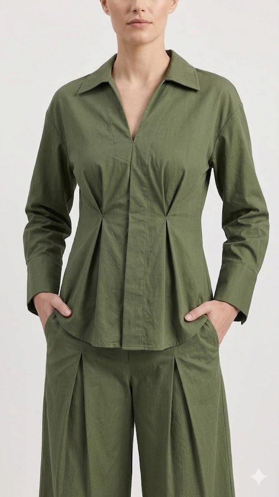 Women’s Olive Green Cotton Co-Ord Set - Image 2